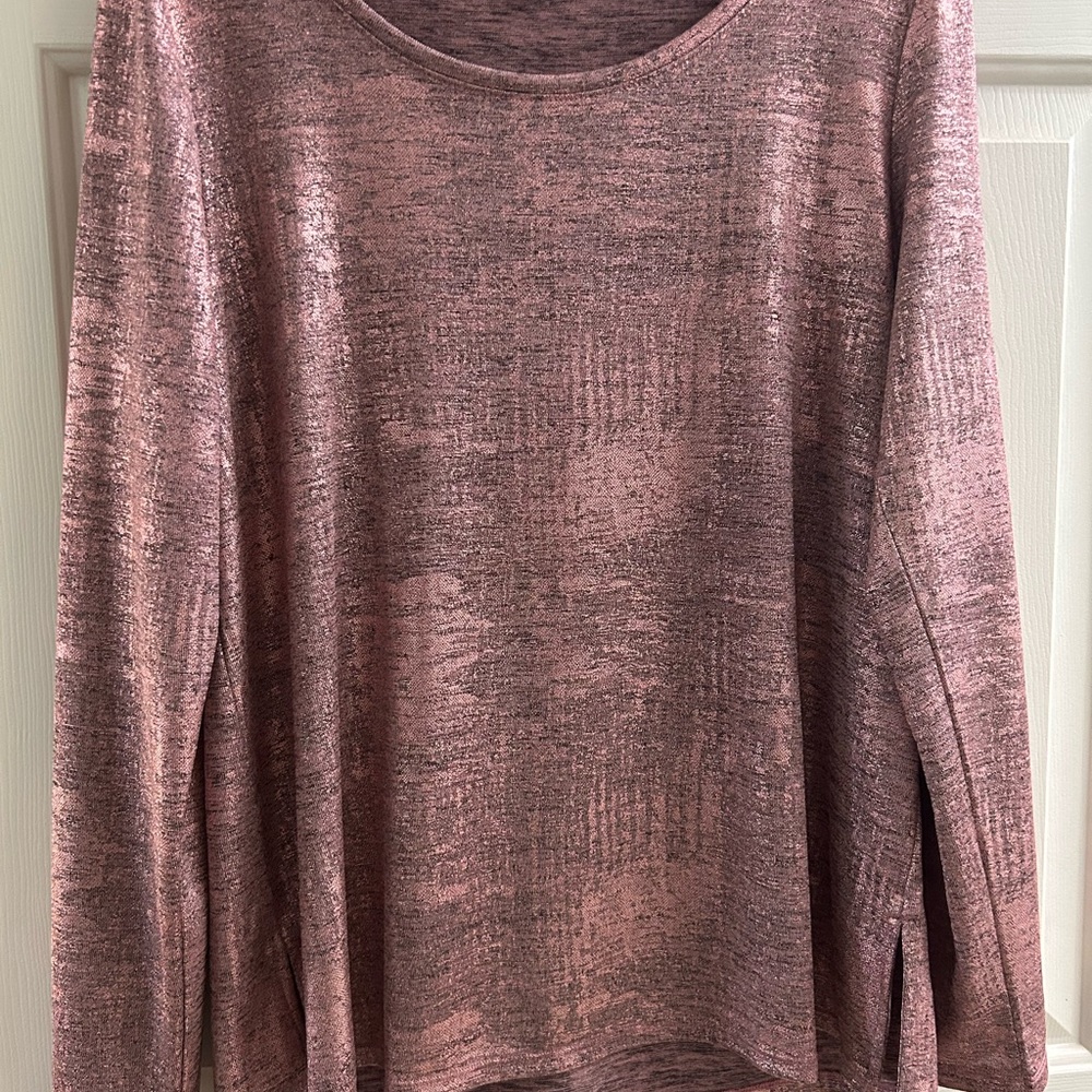 Pink & Black Shiny Long Sleeve Top